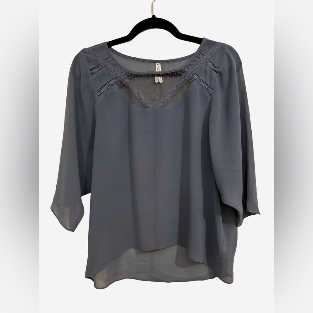 2/$15 - Gentle Fawn Sheer Blouse with Lace Detailing - Size Small